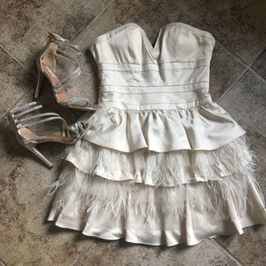 bebe Satin/Feather Dress